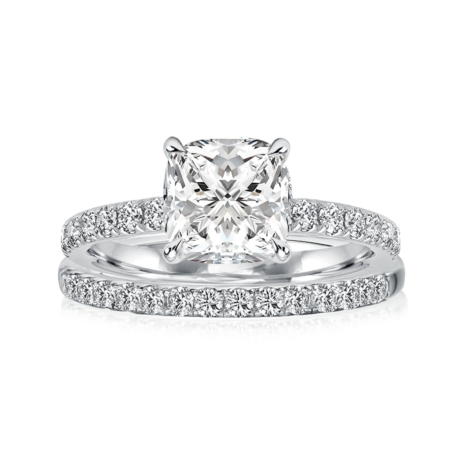 Aurevyn 2.0Ct Square Cushion Cut White Gold Wedding Ring For Women