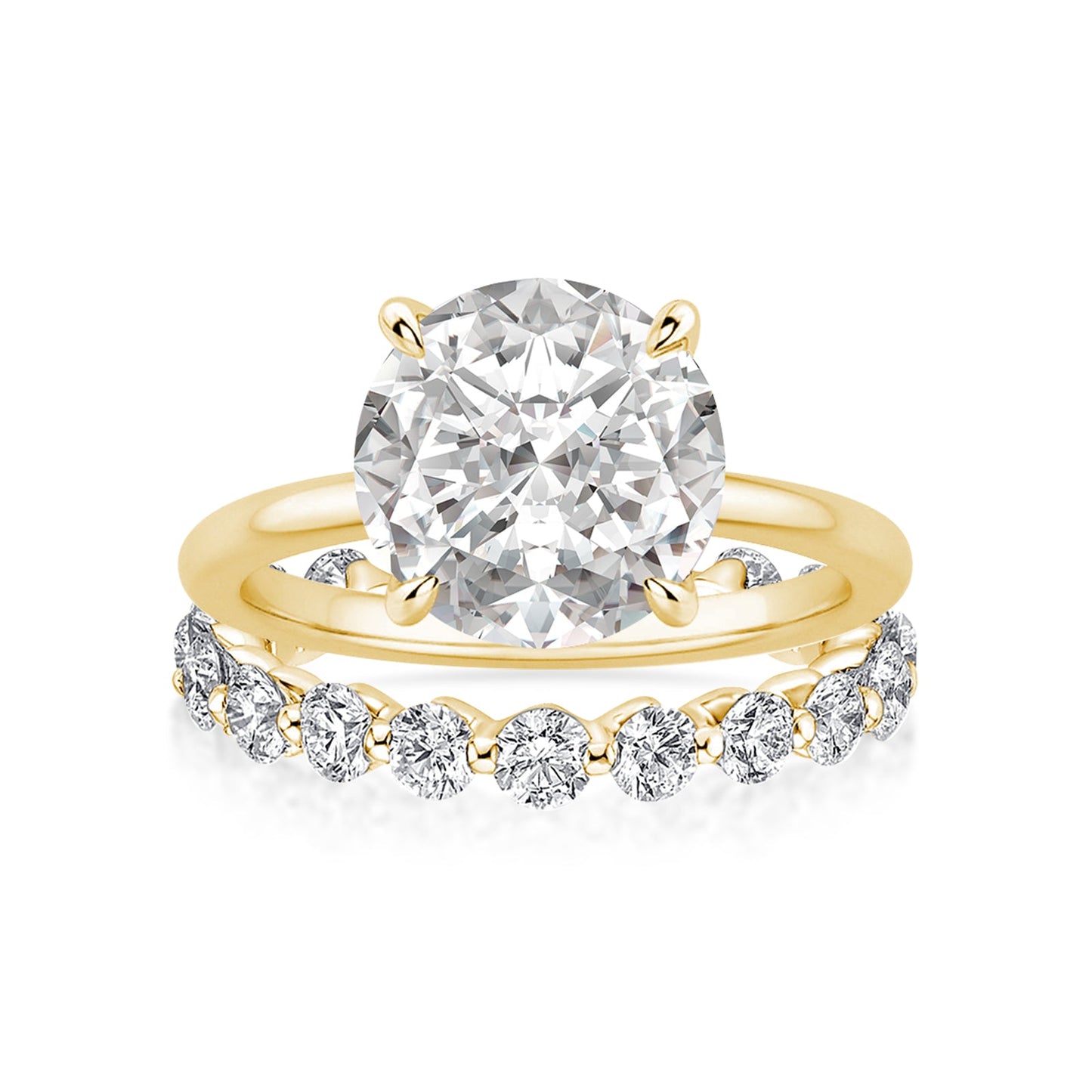 Aurevyn Moissanite 2.0 Ct Solitaire Round Cut Yellow Gold Wedding Ring Set Eternity Moissanite Diamond Ring