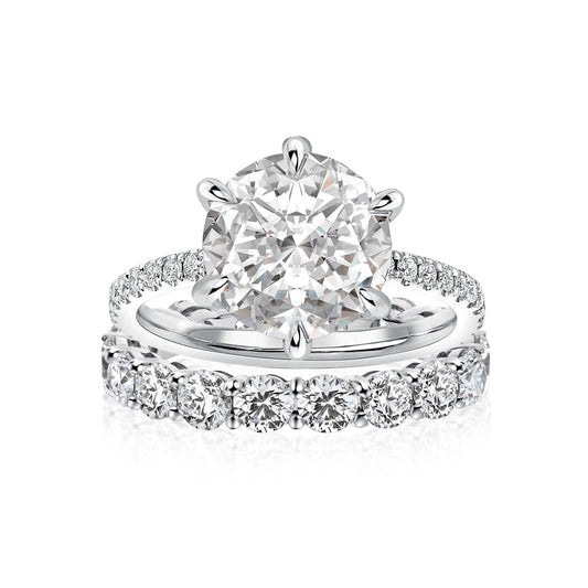 Aurevyn Moissanite 2.0Ct~4.0Ct Round Cut White Gold Wedding Ring Set