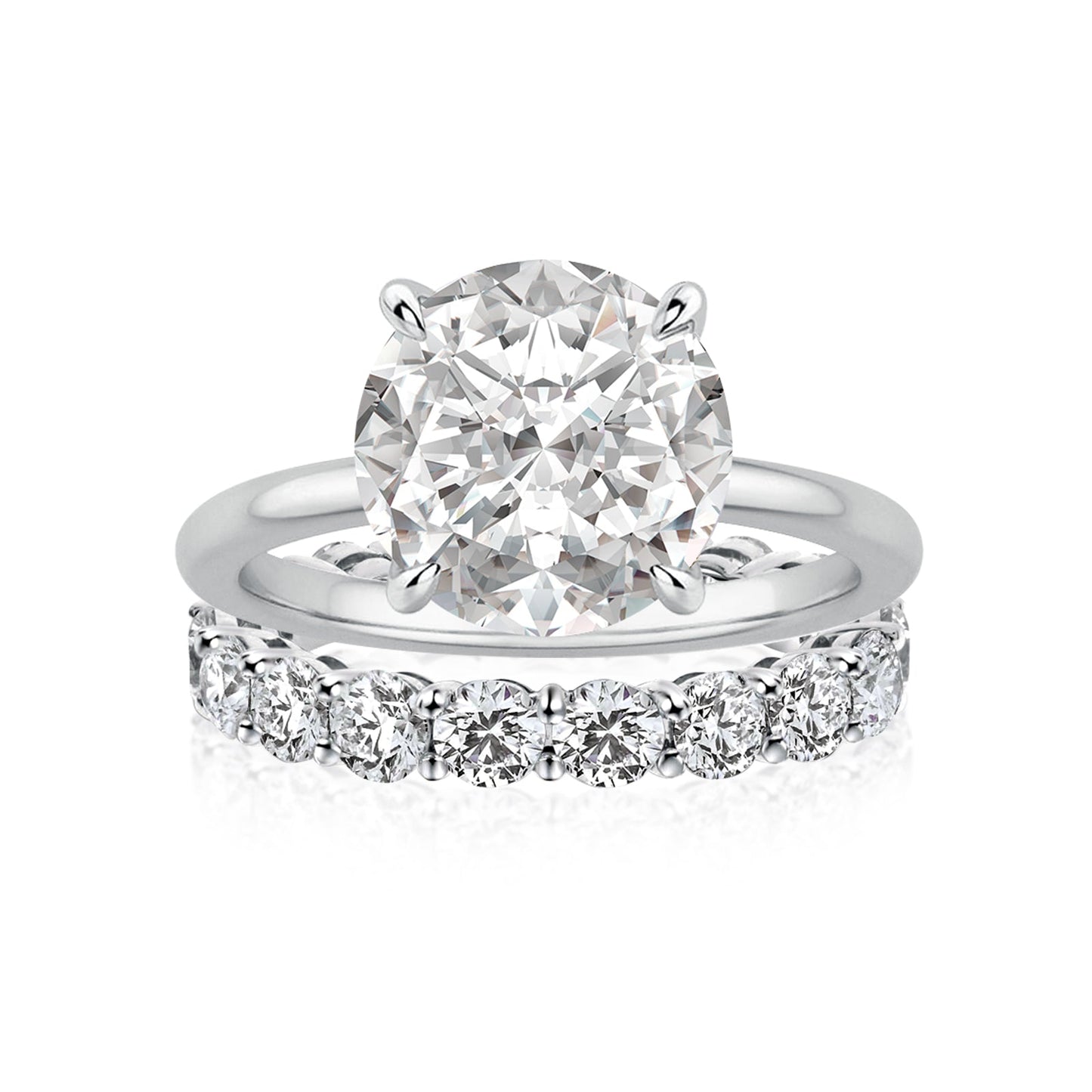 Aurevyn Moissanite S925 2.0Ct/4.0Ct Round Cut White Gold/Yellow Gold Wedding Ring Set