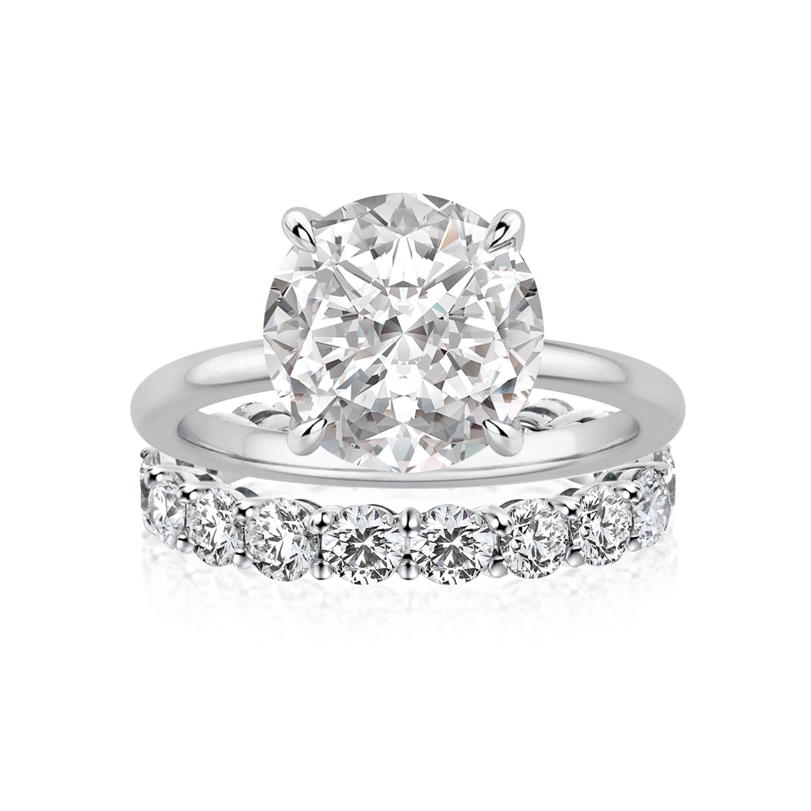 Aurevyn Moissanite S925 2.0Ct/4.0Ct Round Cut White Gold/Yellow Gold Wedding Ring Set