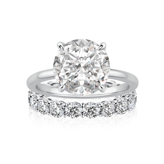 Aurevyn Moissanite S925 2.0Ct/4.0Ct Round Cut White Gold/Yellow Gold Wedding Ring Set
