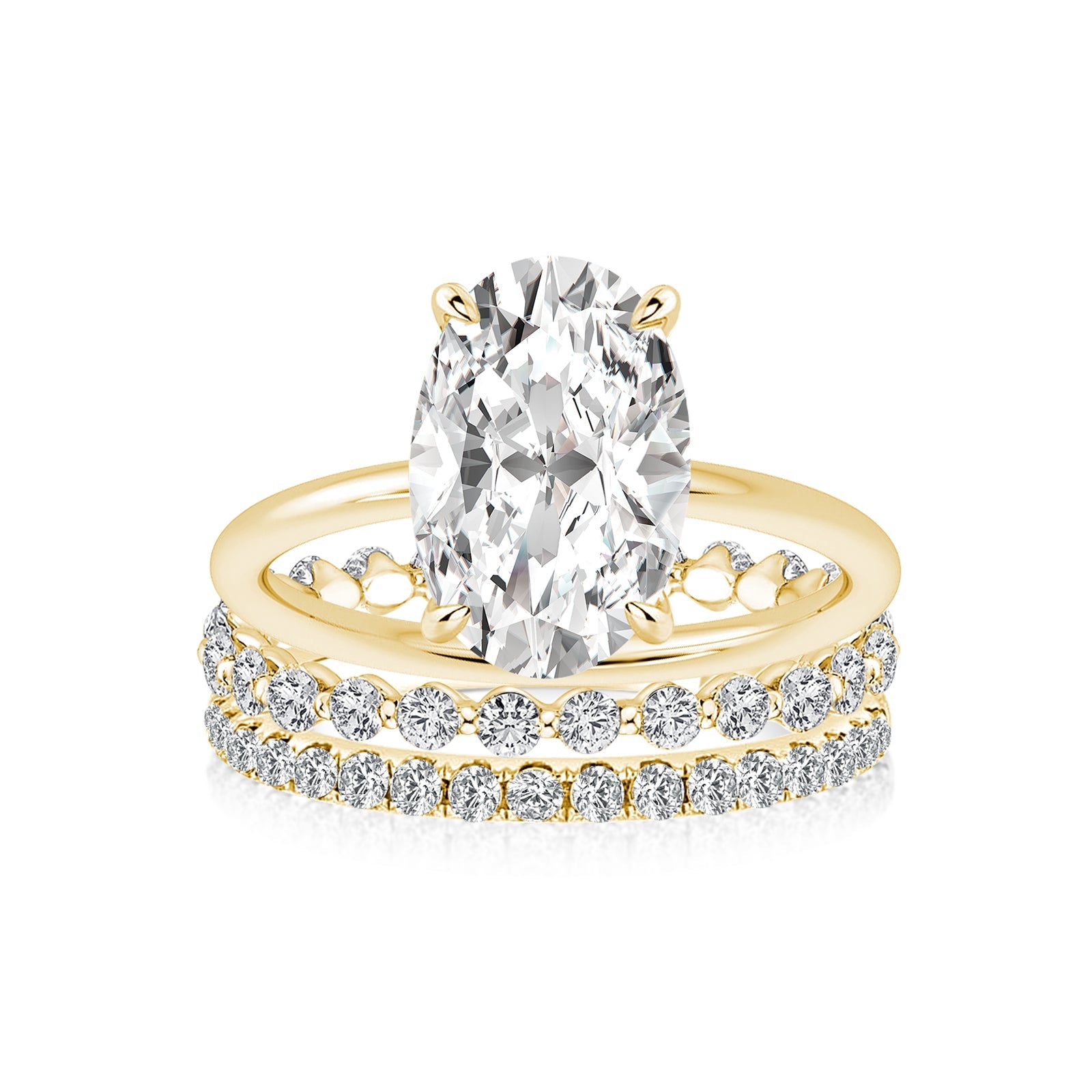 Aurevyn Moissanite Solitaire 4.0Ct Oval Cut  Yellow Gold Women's Wedding Ring Set