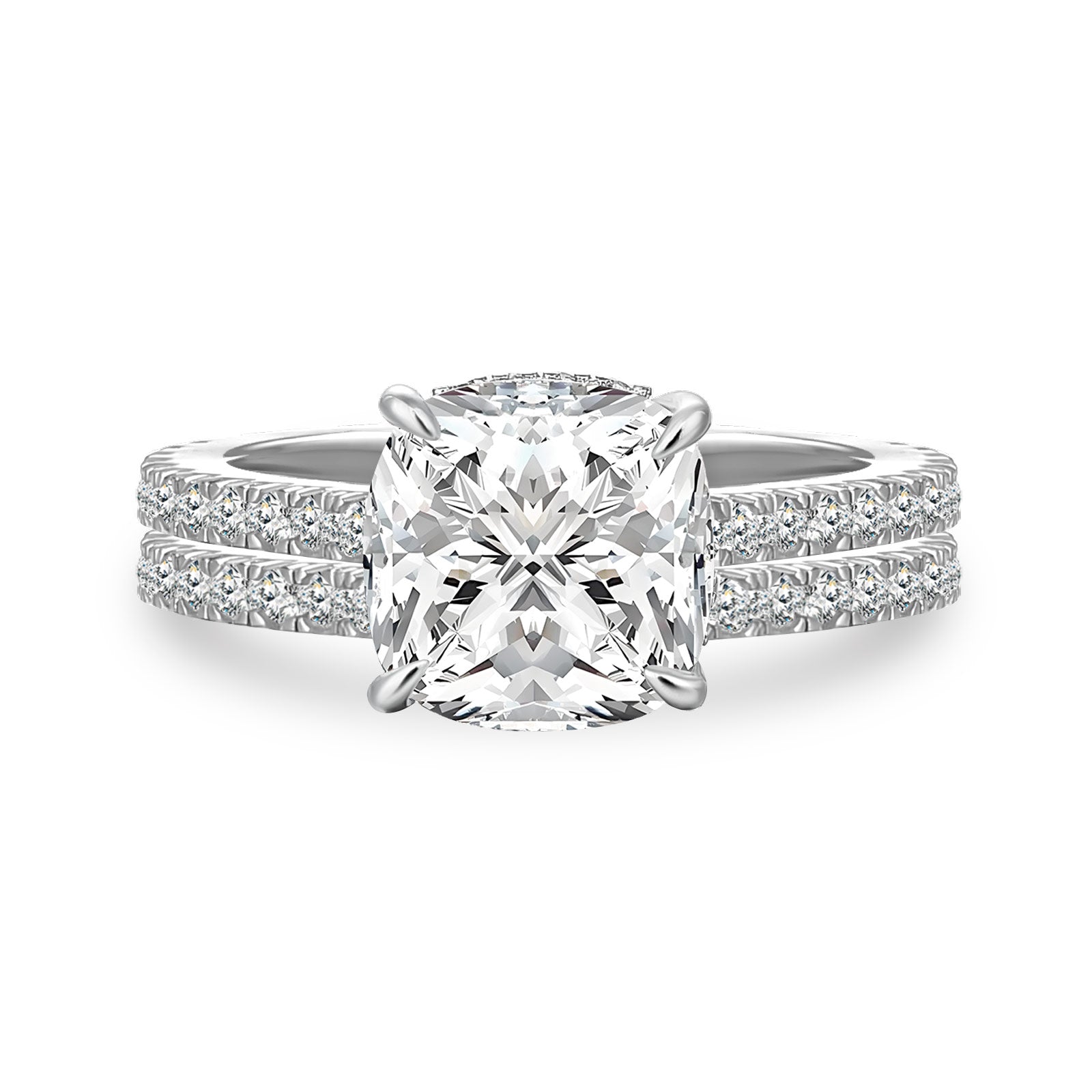 Aurevyn Moissanite 2.5Ct Cushion Cut White Gold Bridal Wedding Ring Set