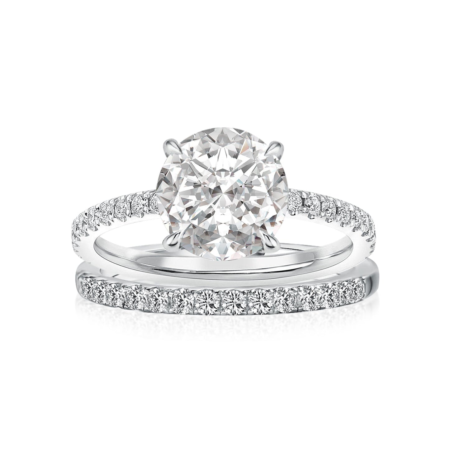 Aurevyn Moissanite 2.0Ct Round Cut White Gold Bridal Wedding Ring Set