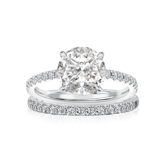 Aurevyn Moissanite 2.0Ct Round Cut White Gold Bridal Wedding Ring Set
