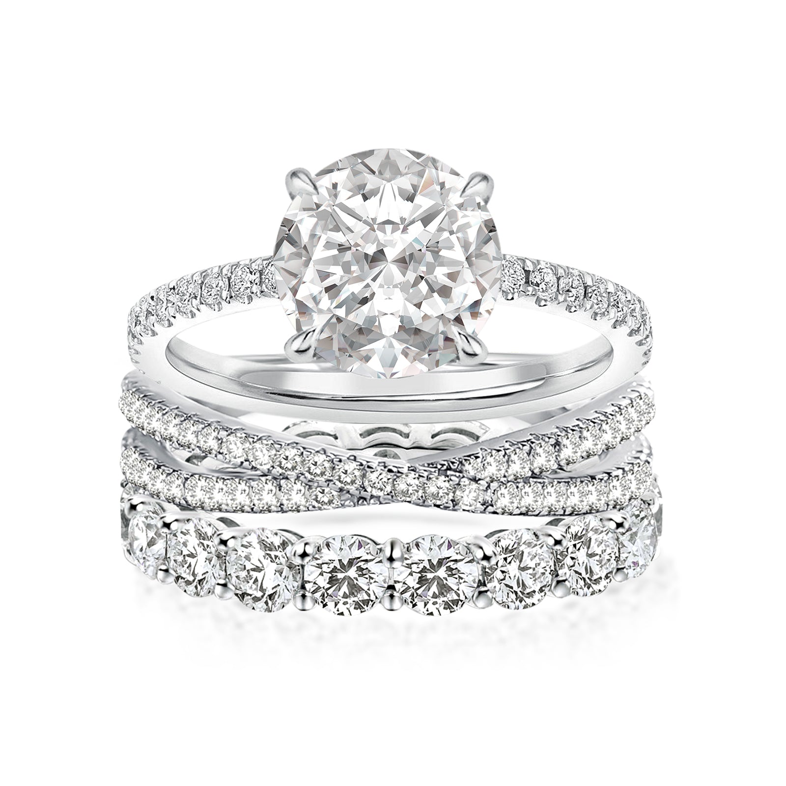Aurevyn 2.0 Ct Round Cut Moissanite Diamond Wedding Ring with Twist Bands