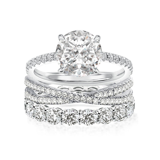Aurevyn 2.0 Ct Round Cut Moissanite Diamond Wedding Ring with Twist Bands