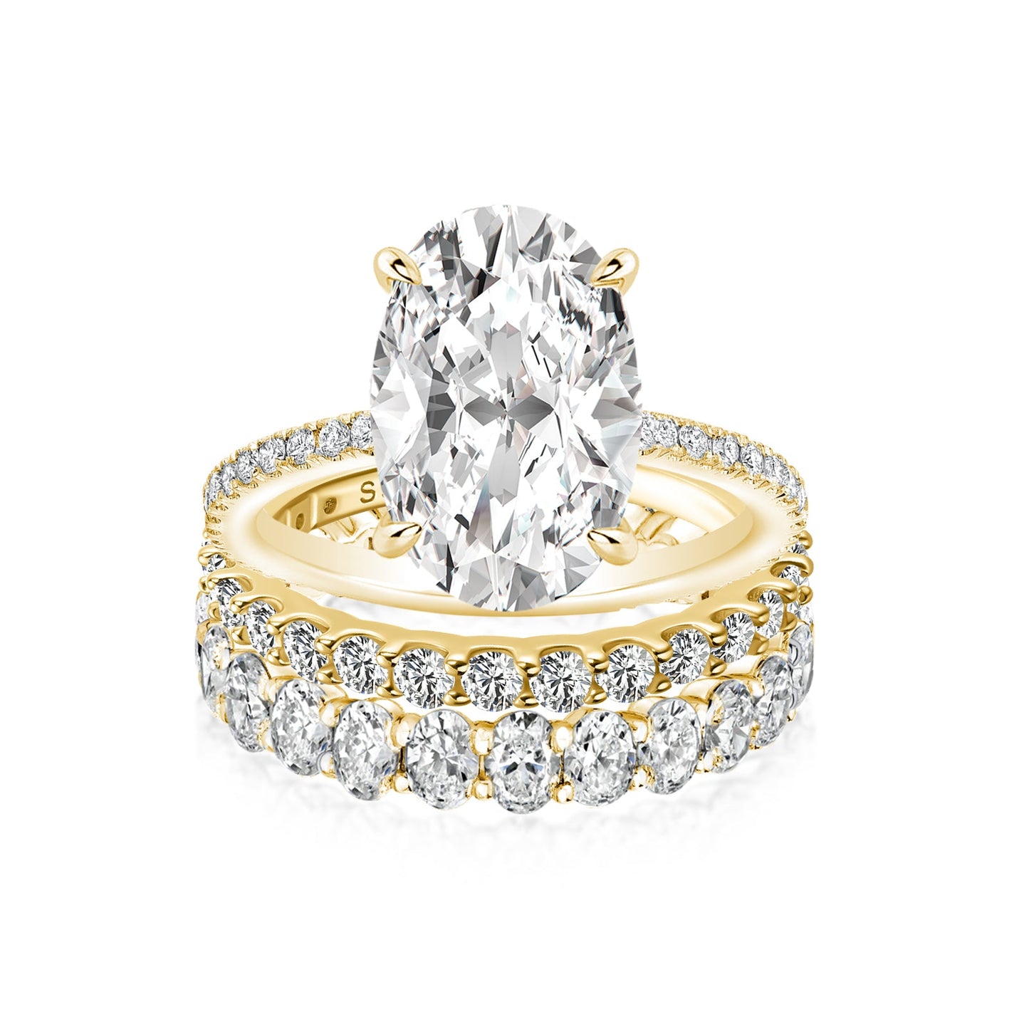 Aurevyn Moissanite 4.0Ct Oval Cut Yellow Gold Bridal Ring Set