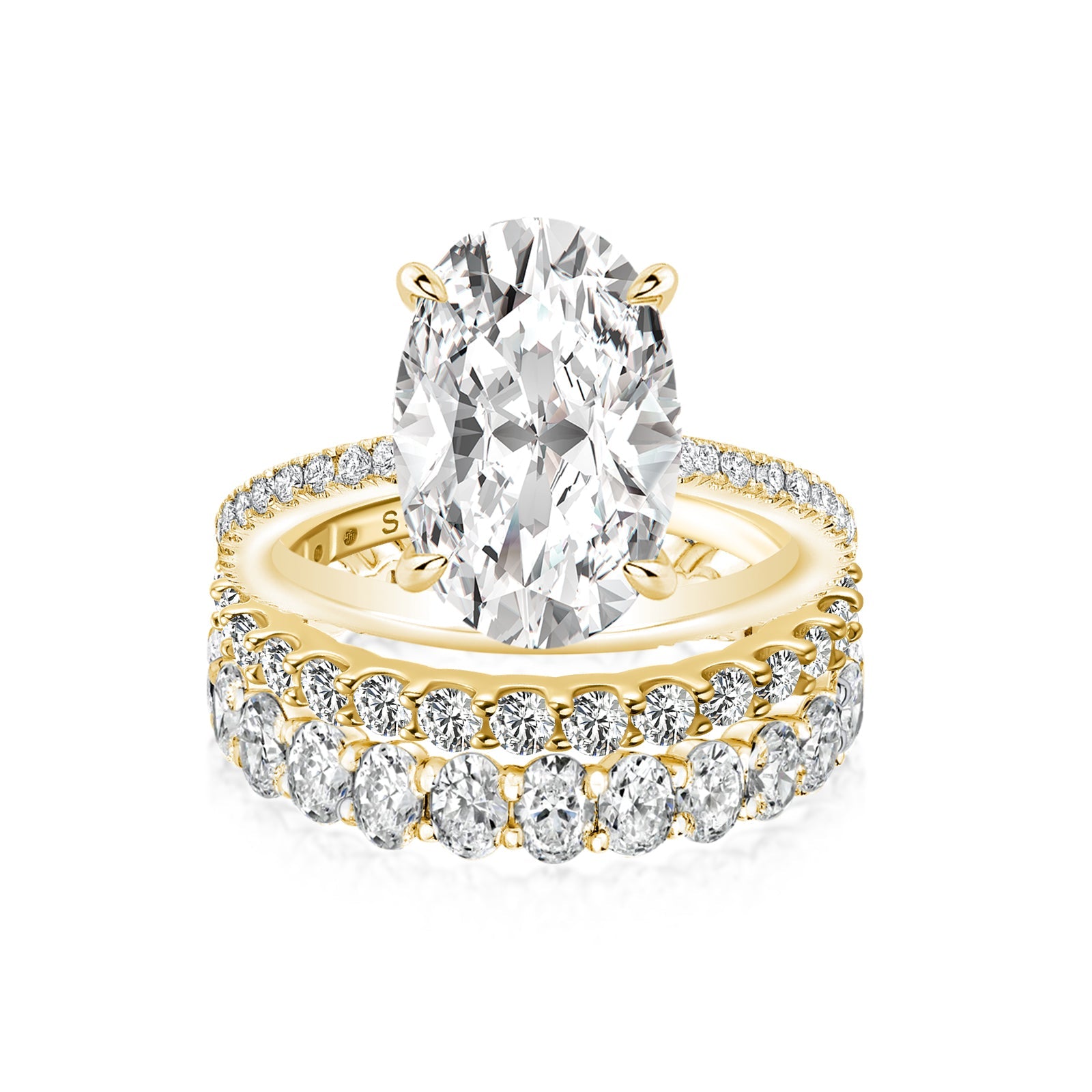 Aurevyn Moissanite 4.0Ct Oval Cut Yellow Gold Bridal Ring Set