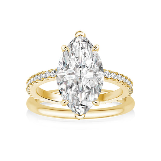 Aurevyn 4.0 Ct Marquise Cut Yellow Gold Moissanite Diamond Wedding Ring Set