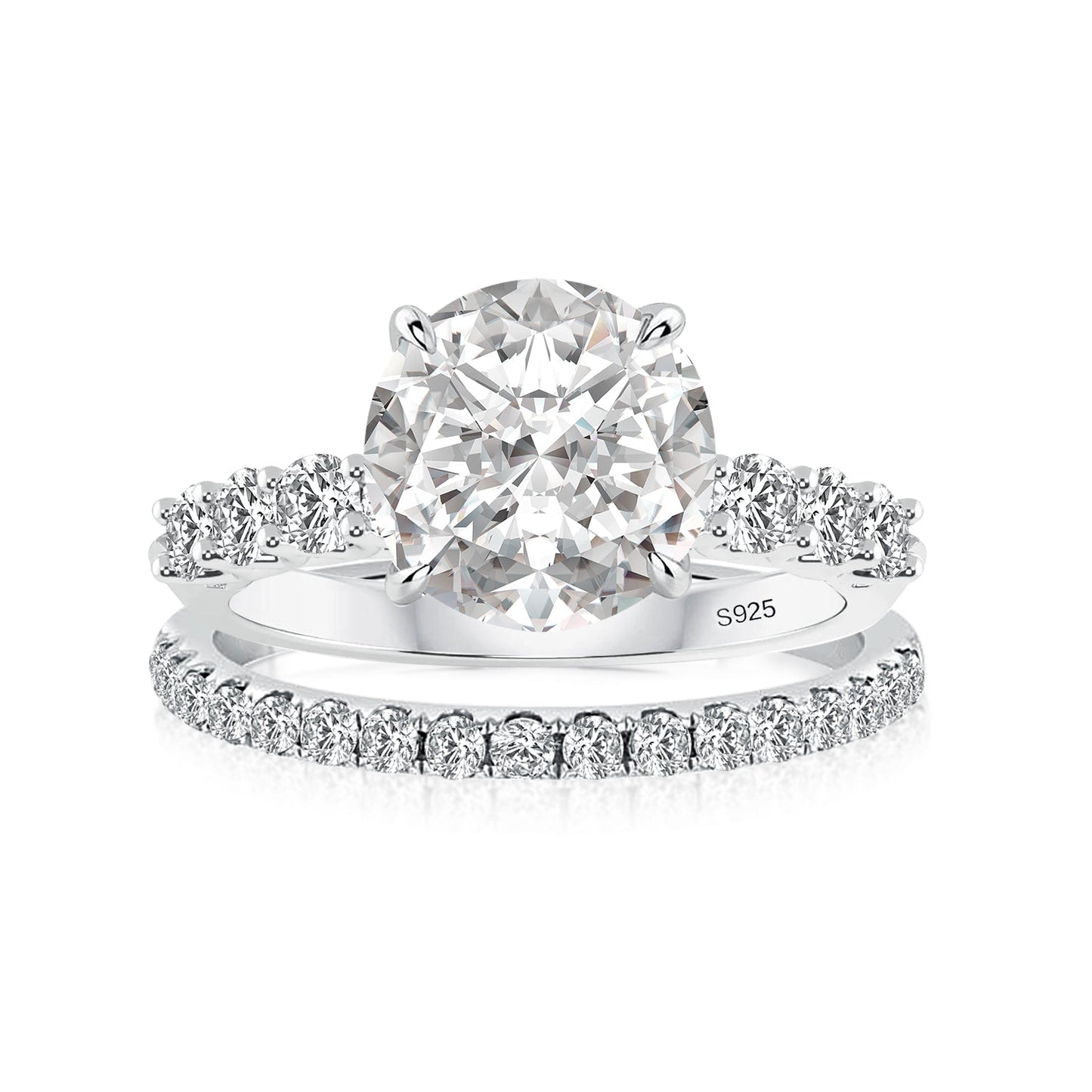 Aurevyn 4.0 Ct Round Cut White Gold Moissanite Diamond Wedding Ring