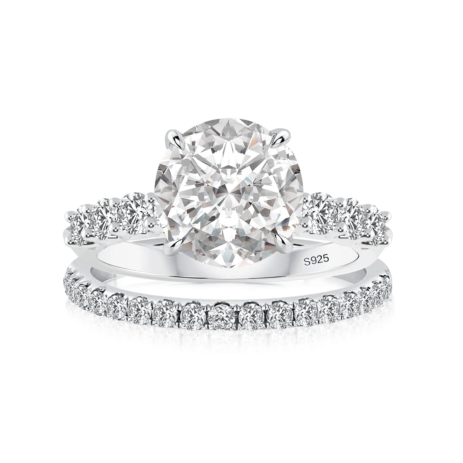 Aurevyn 4.0 Ct Round Cut White Gold Moissanite Diamond Wedding Ring