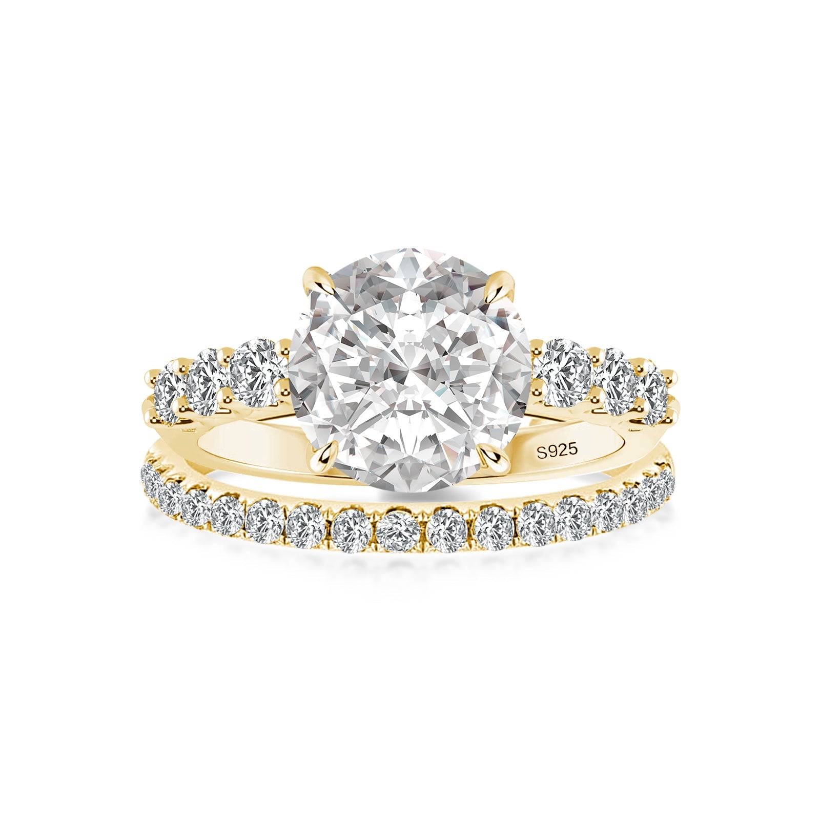 Aurevyn 4.0 Ct Round Cut Yellow Gold Moissanite Diamond Wedding Ring