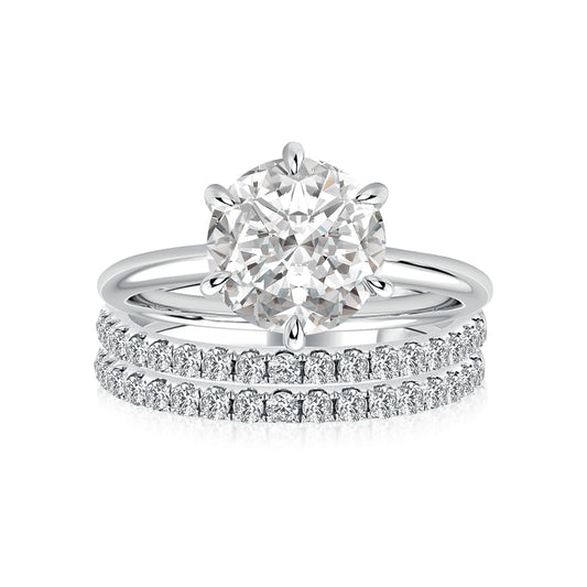Aurevyn Solitaire 2.0 Ct Round Cut 3PC White Gold Moissanite Diamond Wedding Ring