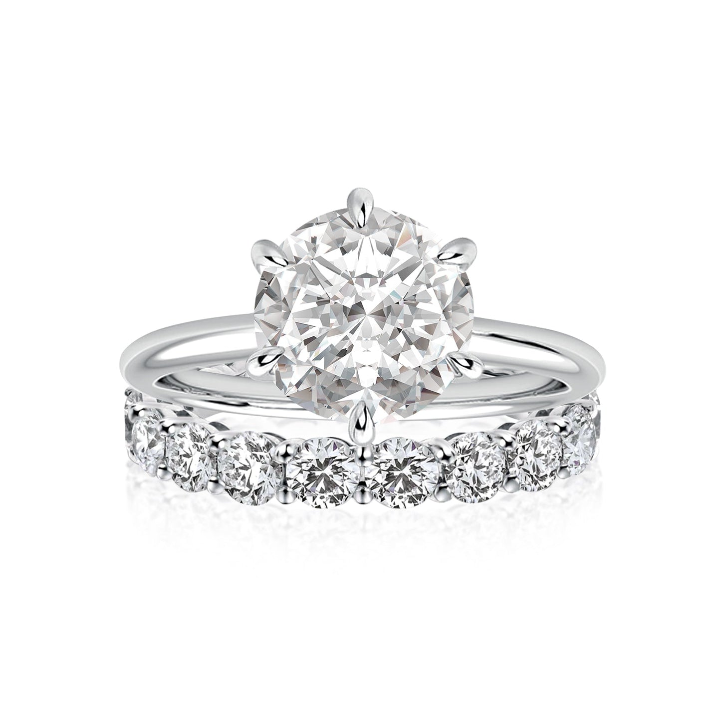 Aurevyn Solitaire 2.0 Ct/4.0Ct 6 Prong Round Cut Moissanite Diamond Wedding Ring