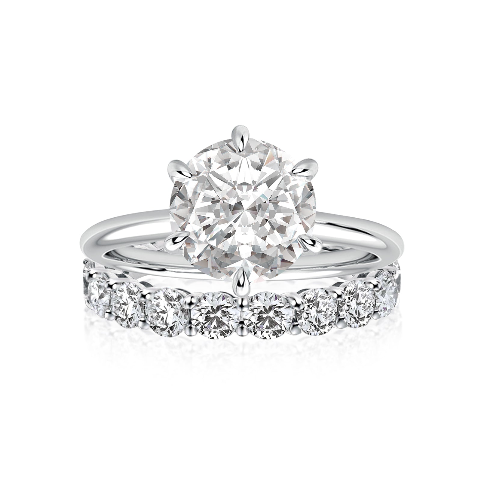 Aurevyn Solitaire 2.0 Ct/4.0Ct 6 Prong Round Cut Moissanite Diamond Wedding Ring