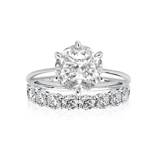 Aurevyn Solitaire 2.0 Ct/4.0Ct 6 Prong Round Cut Moissanite Diamond Wedding Ring