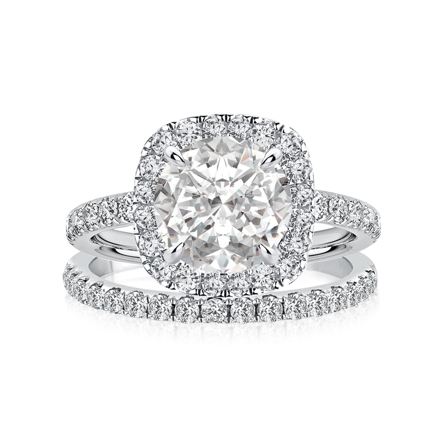 Aurevyn 2.0Ct Halo Round Cut White Gold Moissanite Diamond Wedding Ring