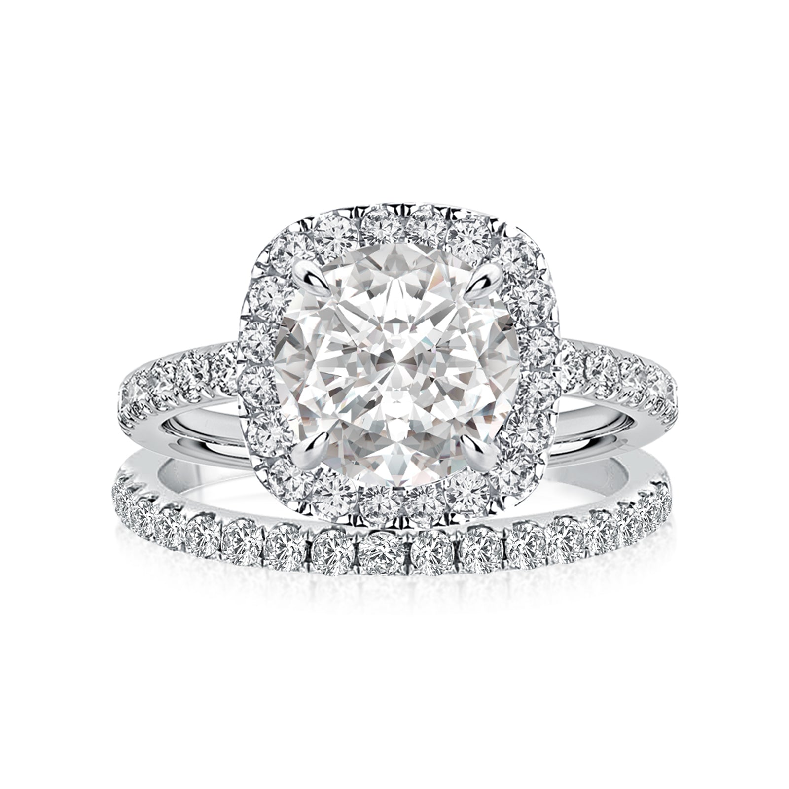 Aurevyn 2.0Ct Halo Round Cut White Gold Moissanite Diamond Wedding Ring