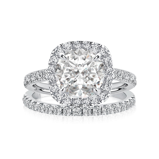 Aurevyn 2.0Ct Halo Round Cut White Gold Moissanite Diamond Wedding Ring