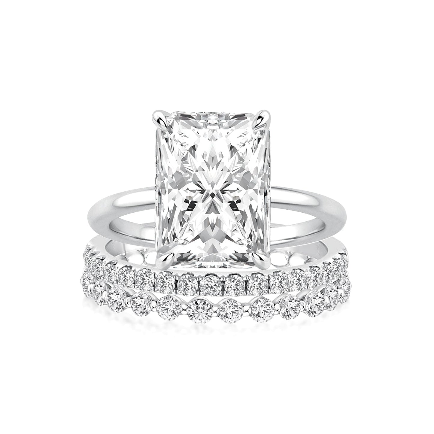 Aurevyn Moissanite 4.5Ct Solitaire Radiant Cut White Gold Travel Bridal Set