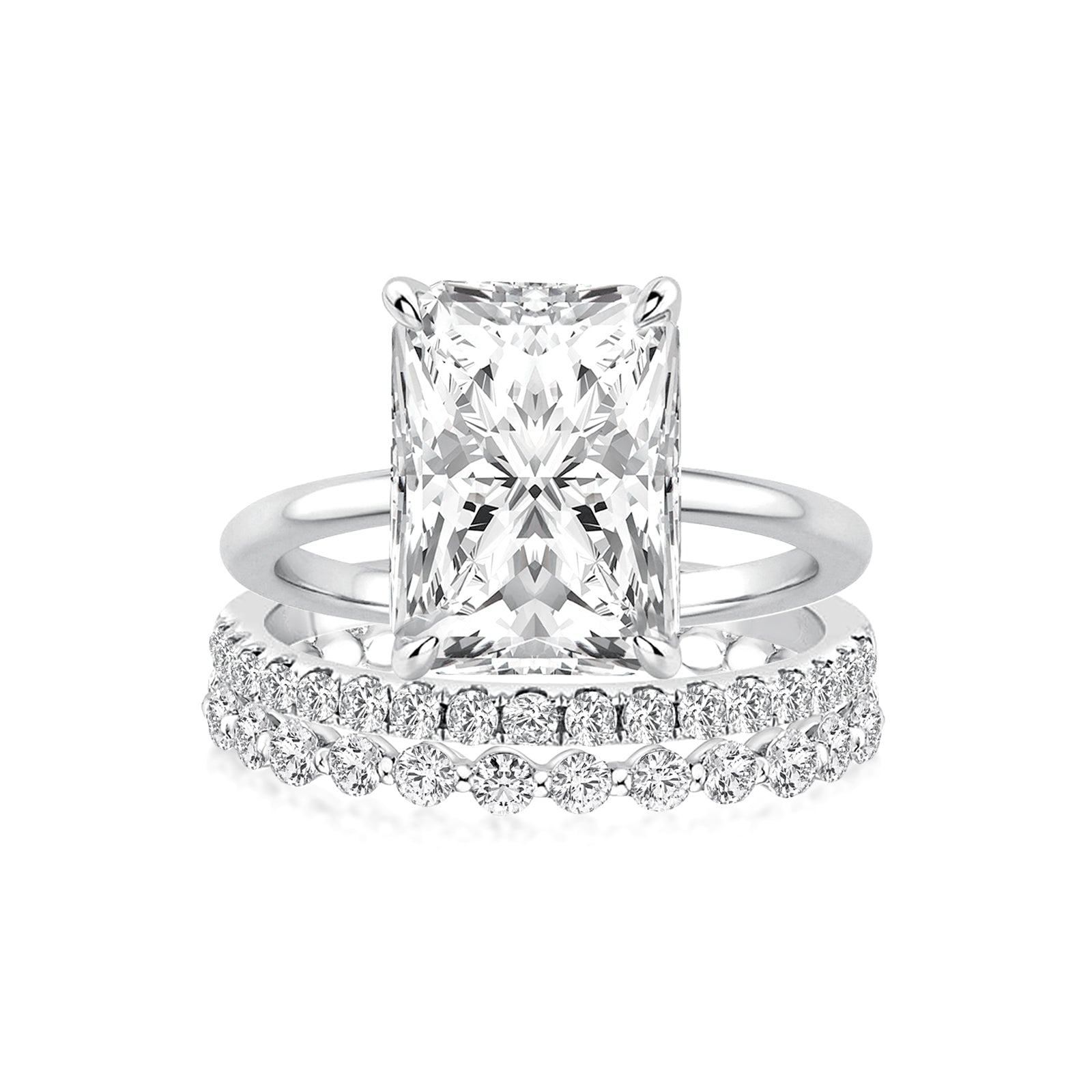 Aurevyn Moissanite 4.5Ct Solitaire Radiant Cut White Gold Travel Bridal Set