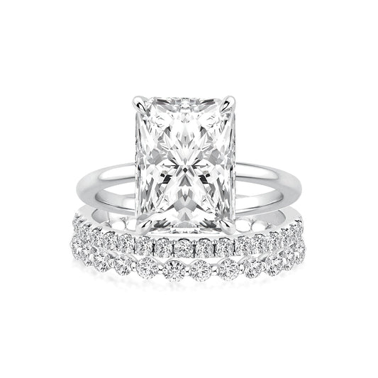 Aurevyn Moissanite 4.5Ct Solitaire Radiant Cut White Gold Travel Bridal Set