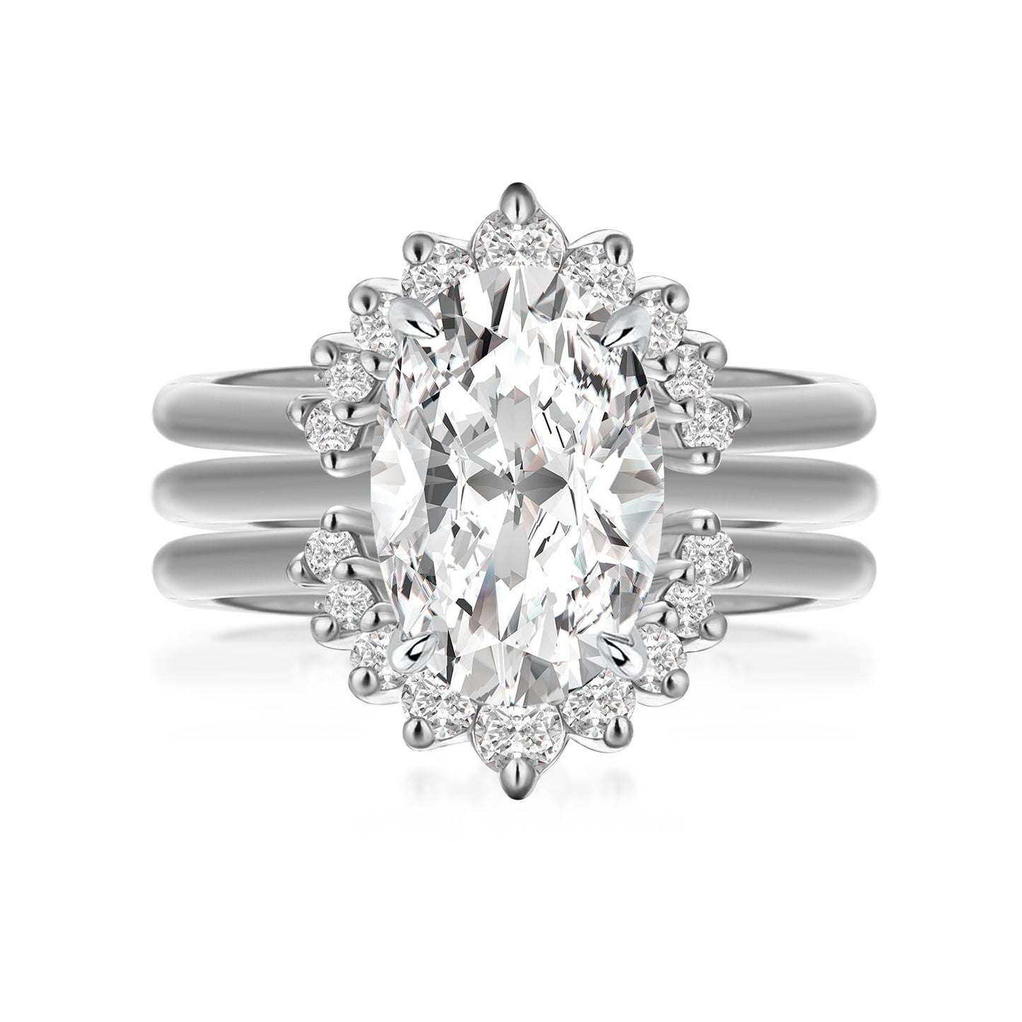 Aurevyn Moissanite 4.0Ct Solitaire Oval Cut White Gold Wedding Ring Set