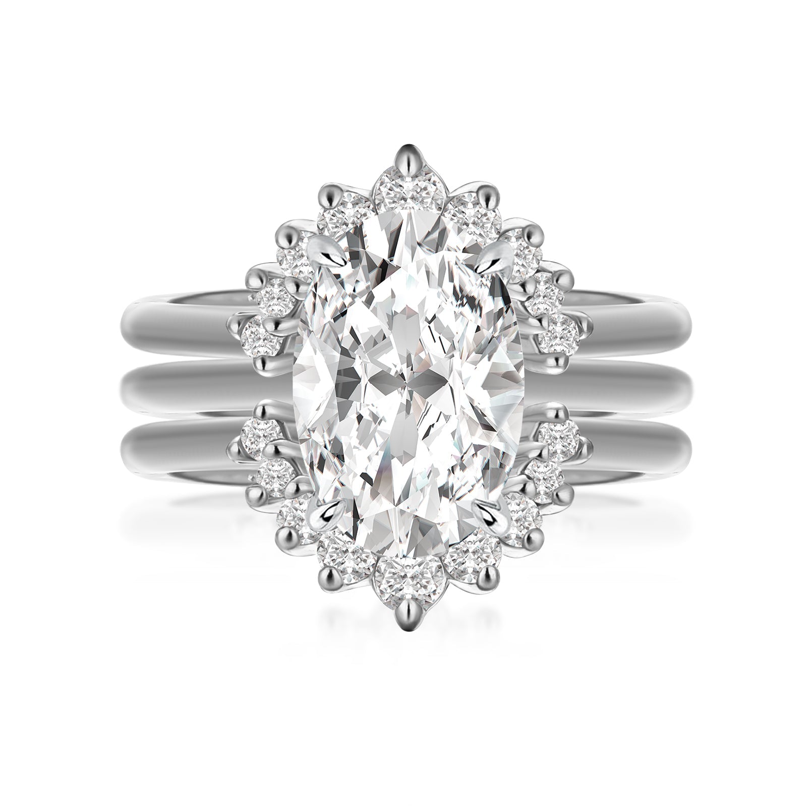 Aurevyn Moissanite 4.0Ct Solitaire Oval Cut White Gold Wedding Ring Set