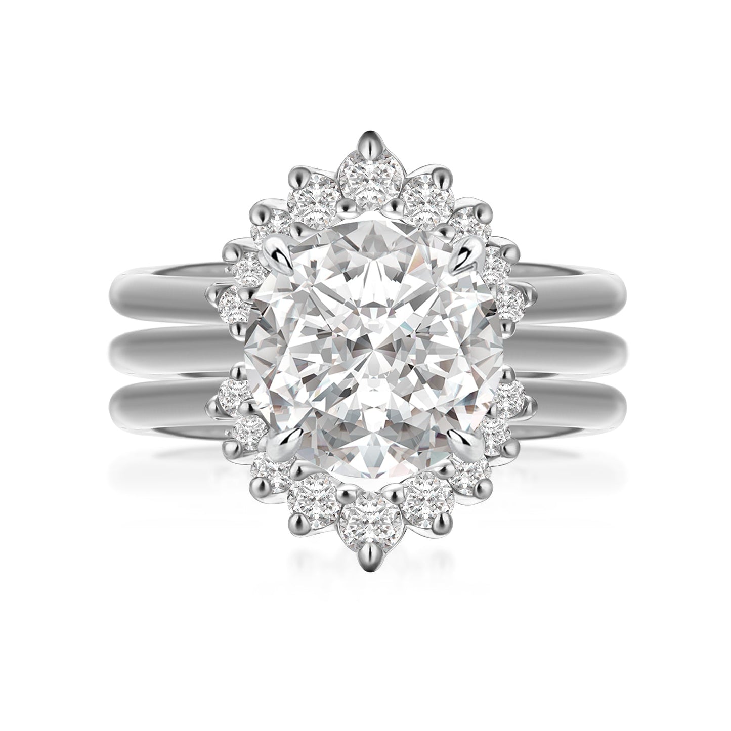 Aurevyn Moissanite 2.0Ct Solitaire Round Cut White Gold Wedding Ring Set