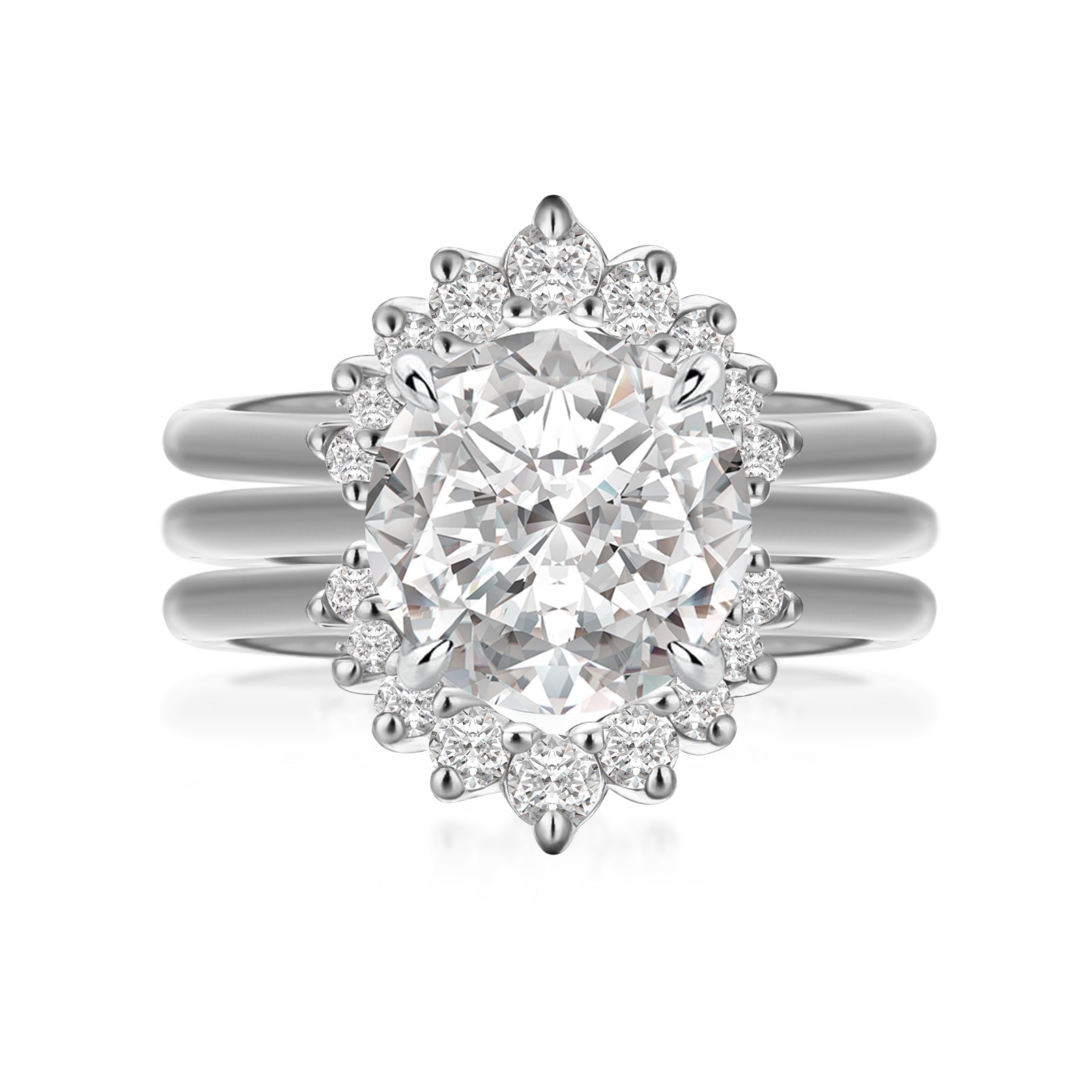 Aurevyn Moissanite 2.0Ct Solitaire Round Cut White Gold Wedding Ring Set