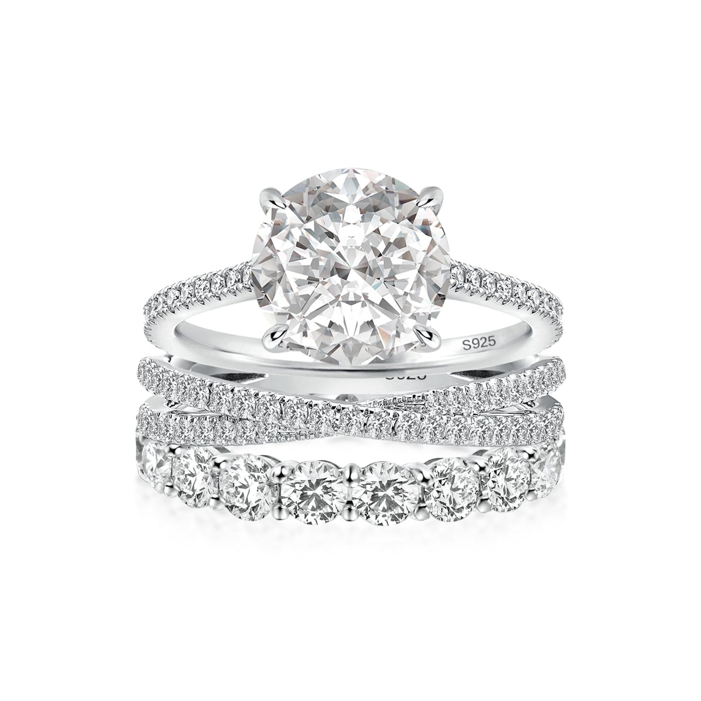 Aurevyn 4.0 Ct Round Cut Moissanite Diamond Wedding Ring with Twist Bands