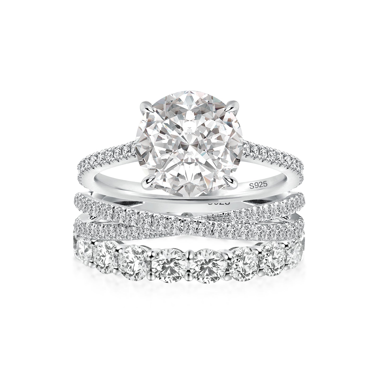 Aurevyn 4.0 Ct Round Cut Moissanite Diamond Wedding Ring with Twist Bands