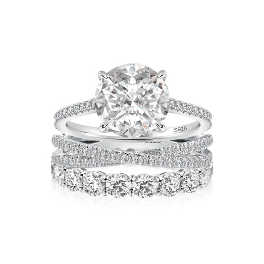 Aurevyn 4.0 Ct Round Cut Moissanite Diamond Wedding Ring with Twist Bands