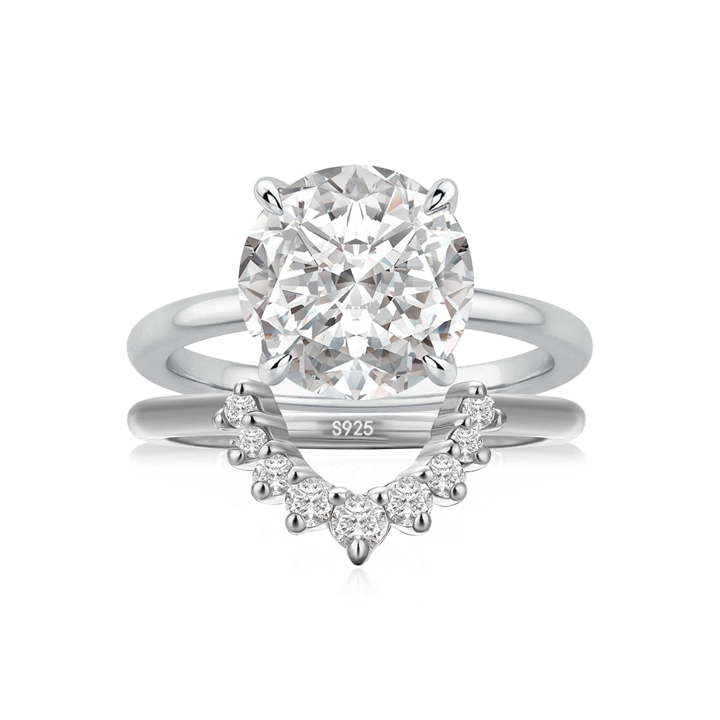 Aurevyn 2.0 Ct Round Cut White Gold Wedding Ring Set