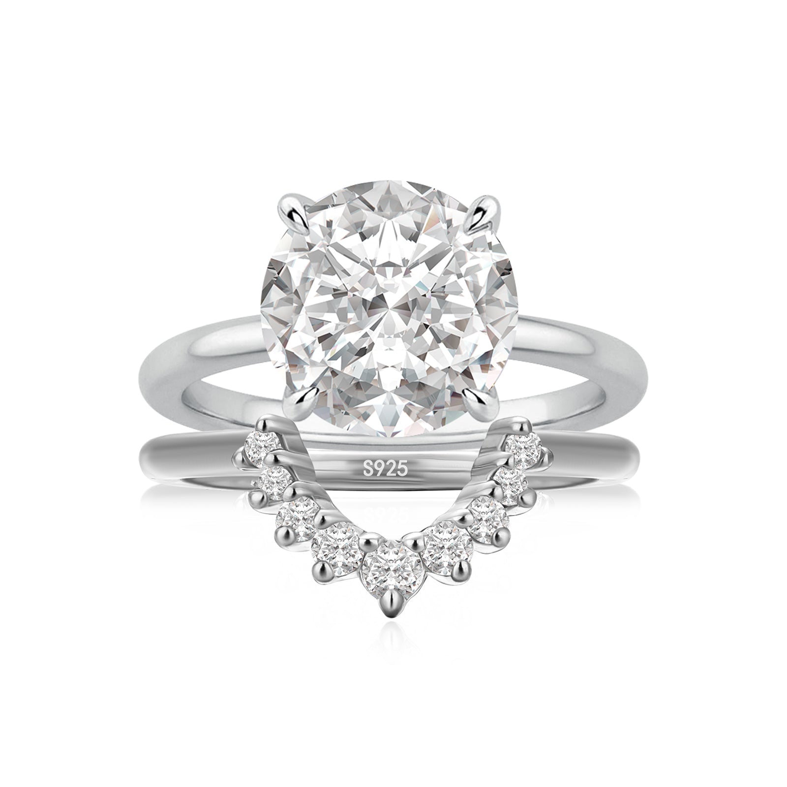 Aurevyn 2.0 Ct Round Cut White Gold Wedding Ring Set
