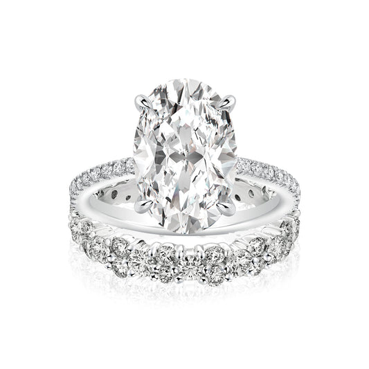 Aurevyn Moissanite 4.0Ct Oval Cut White Gold Wedding Ring with Round Cut Full Wedding Band