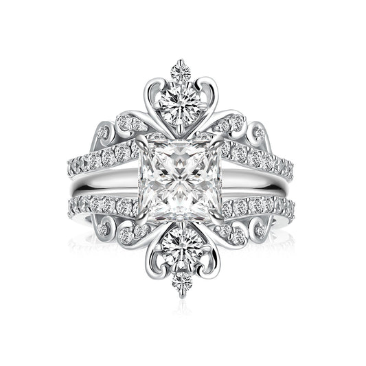 Aurevyn Moissanite 2.0 Ct Princess Cut Solitaire White Gold Engagement Ring with Enhancer Ring