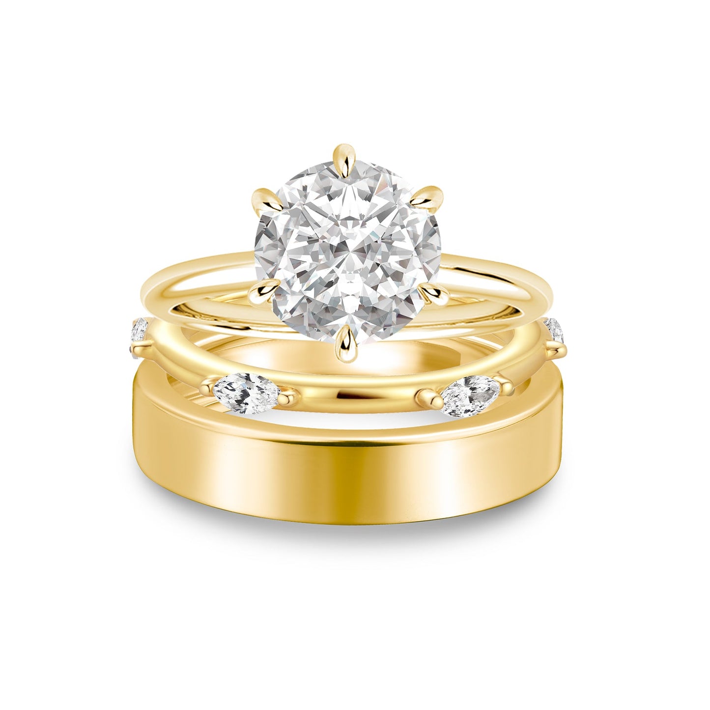 Aurevyn Moissanite 3PC 2.0Ct Round Cut Wedding Ring Set For Women