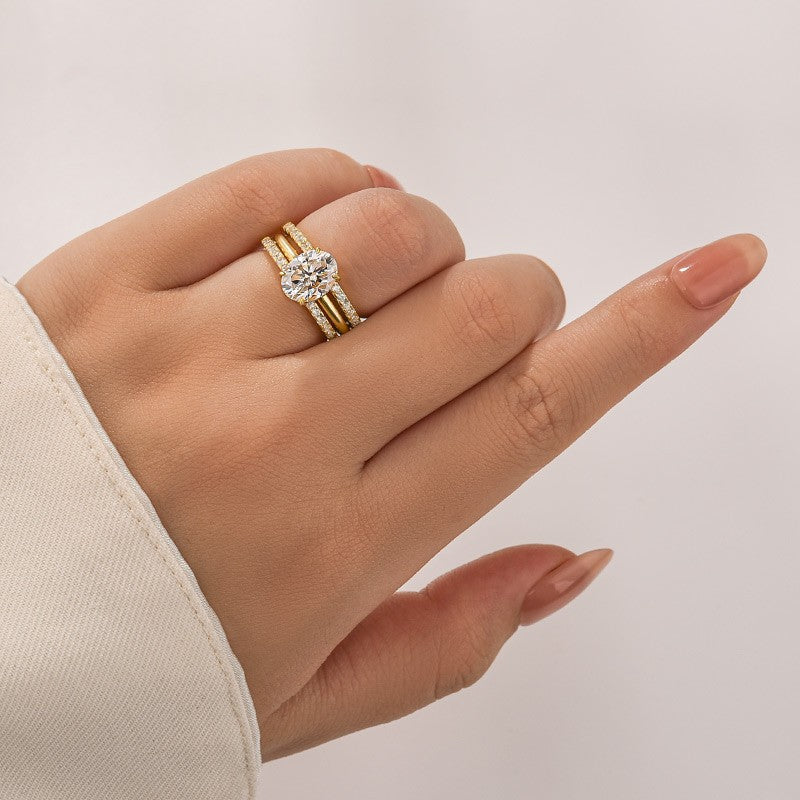 Aurevyn 2.0 Ct Oval Cut Wedding Ring Set For Women