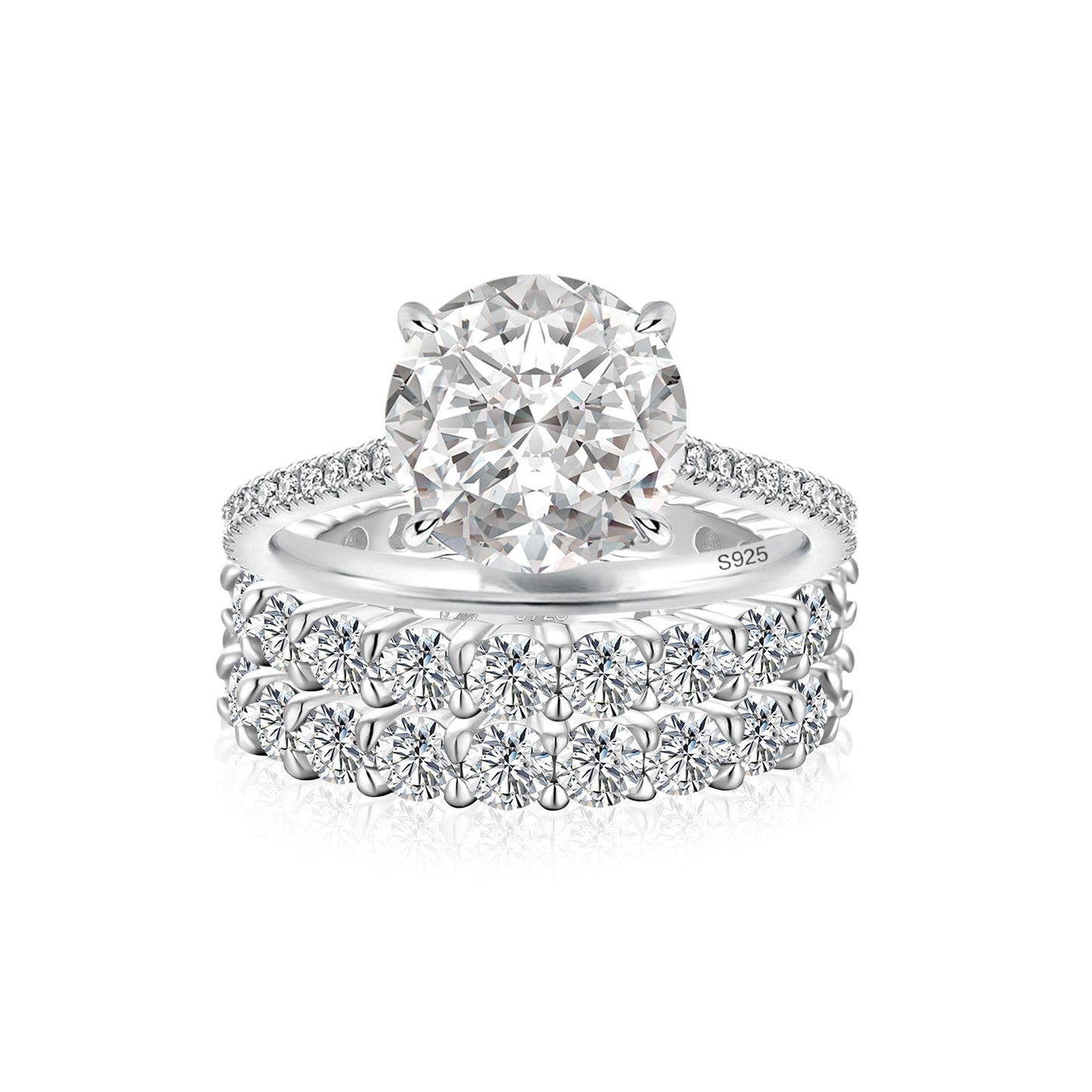 Aurevyn Moissanite 4.0Ct Round Cut White Gold Bridal Ring Set