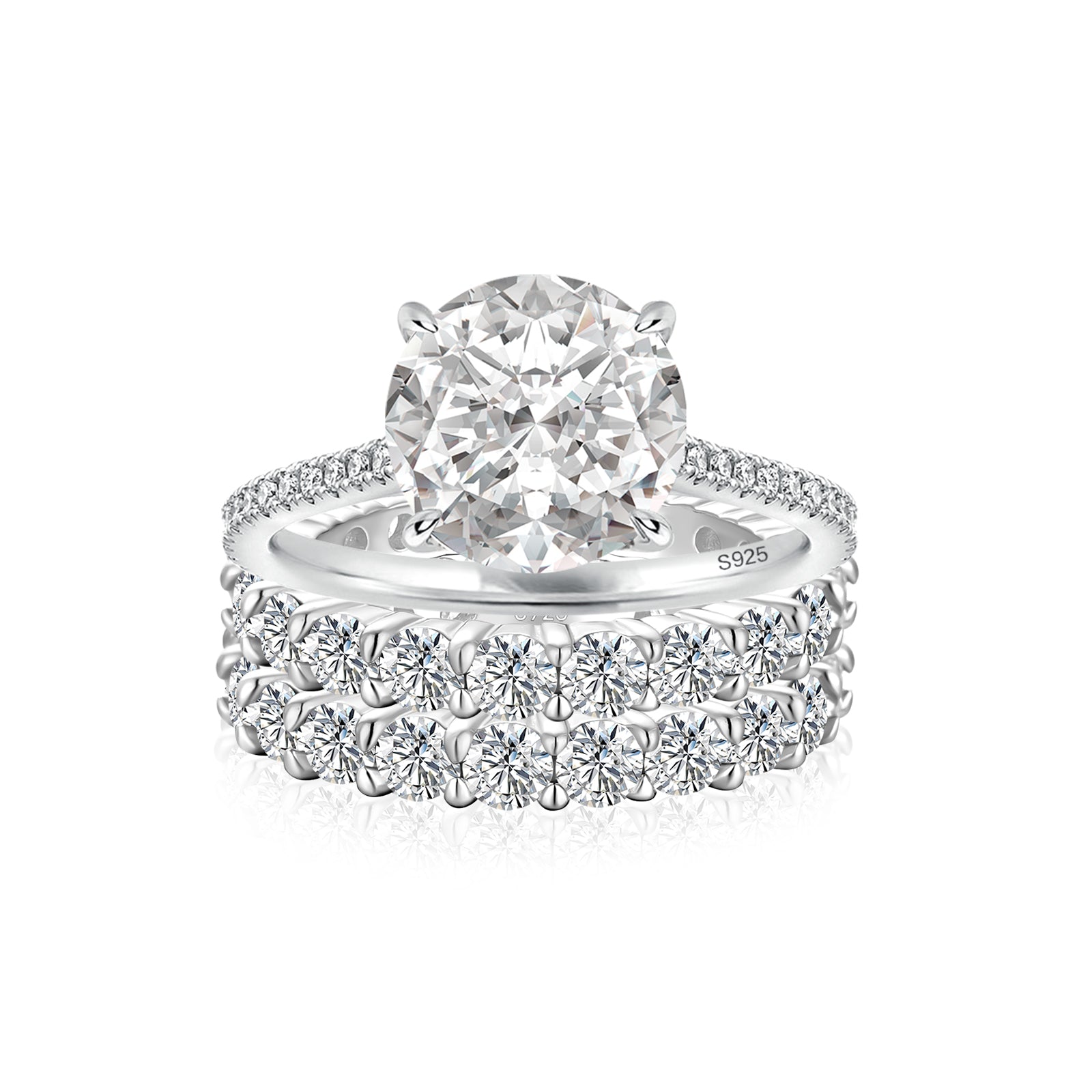 Aurevyn Moissanite 4.0Ct Round Cut White Gold Bridal Ring Set