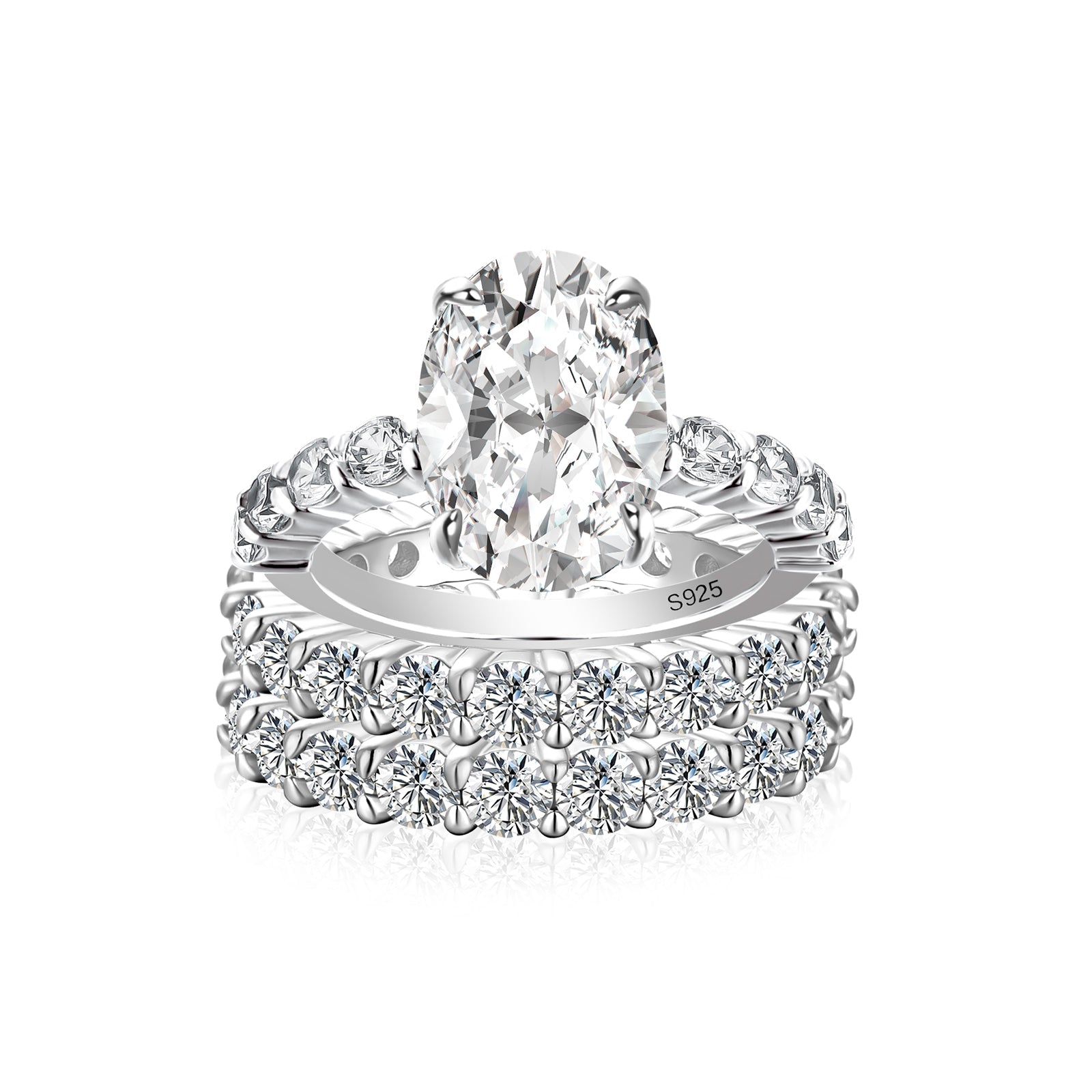 Aurevyn Moissanite 4.0Ct Oval Cut White Gold Bridal Ring Set with Round Cut Full Wedding Band