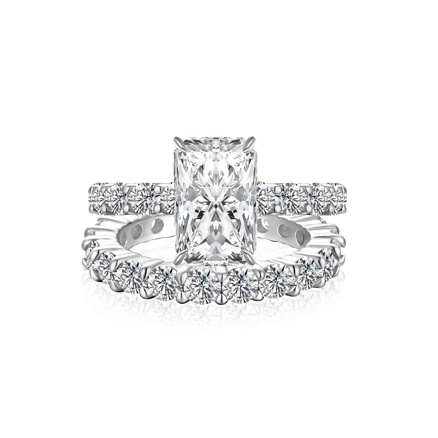 Aurevyn Moissanite 3.5 Ct Radiant Cut White Gold Wedding Ring Set For Women