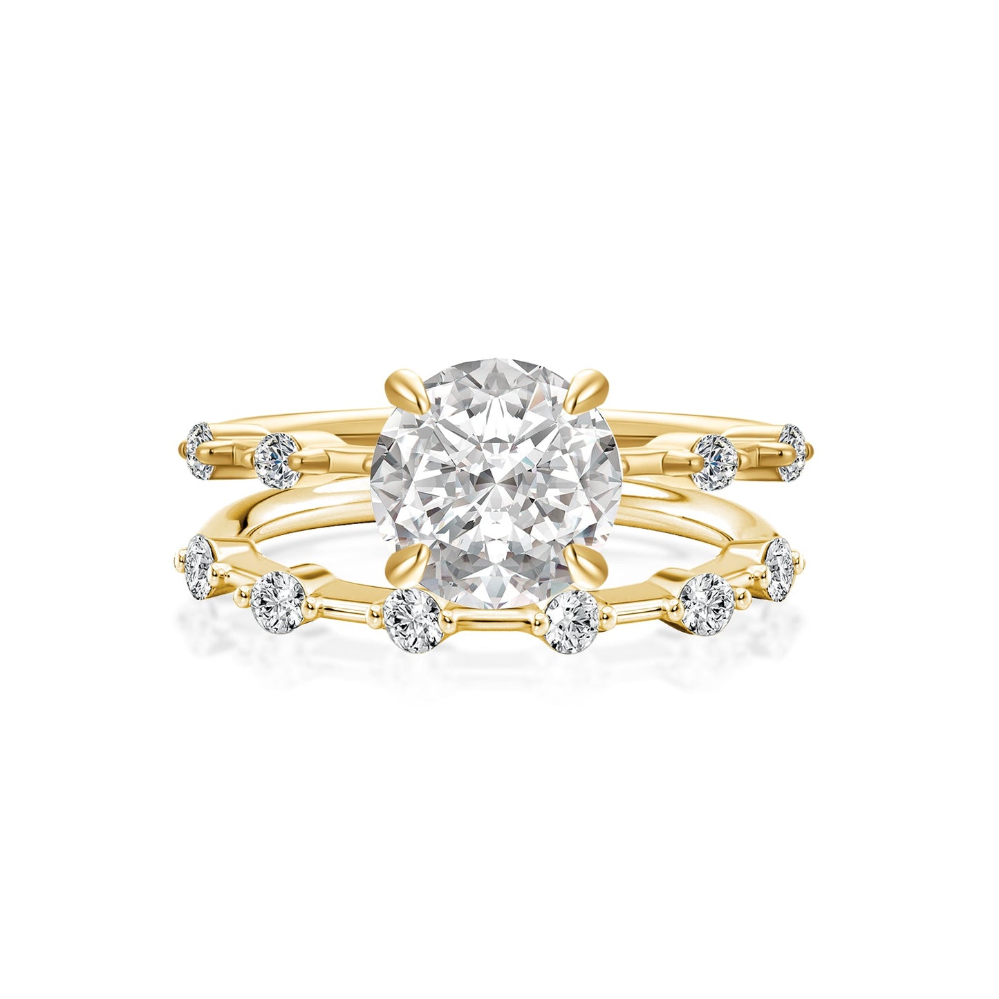Aurevyn Moissanite 2.0 Ct Round Cut Yellow Gold Wedding Ring For Women