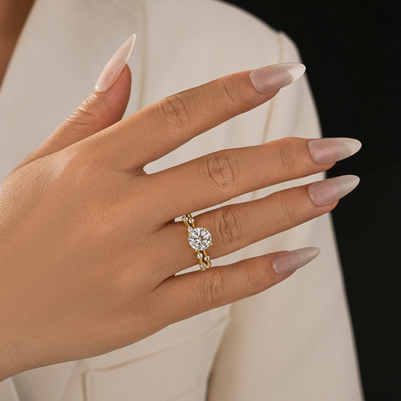 Aurevyn Moissanite 2.0 Ct Round Cut Yellow Gold Wedding Ring For Women