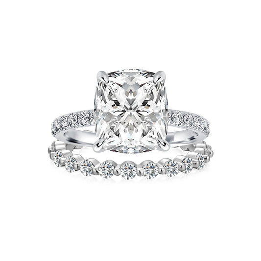 Aurevyn Moissanite 3.0 Ct Cushion Cut White Gold Bridal Ring Set