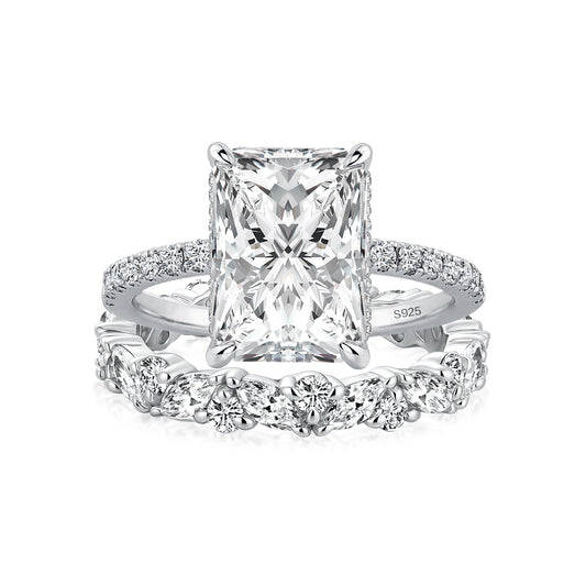 Aurevyn Moissanite 3.5Ct Radiant Cut White Gold Wedding Ring with Round & Marquise Cut Wedding Ring