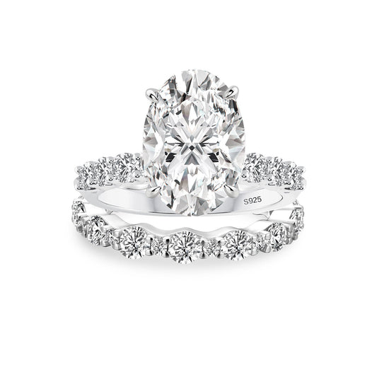 Aurevyn 4.0Ct Oval Cut Engagement Ring With Round Cut Wedding Band Wedding Ring Set